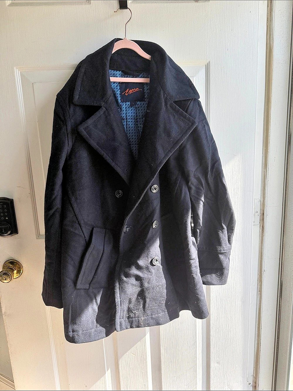 Elara Black Pea Coat Size Large